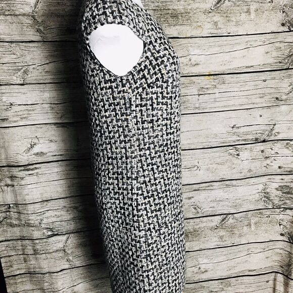 STILE BENNETON Women Wool Blend Tweed Dress S Black Gray Beige Cap Sleeve - Picture 3 of 8